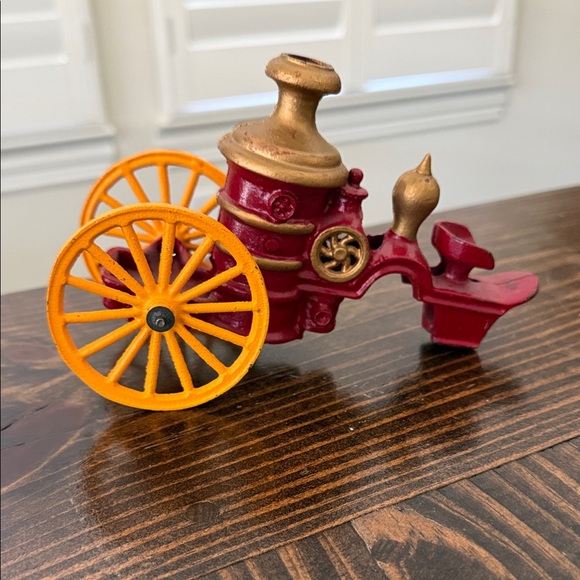 Other - Vintage Red and Gold Toy Fire Pumper Wagon